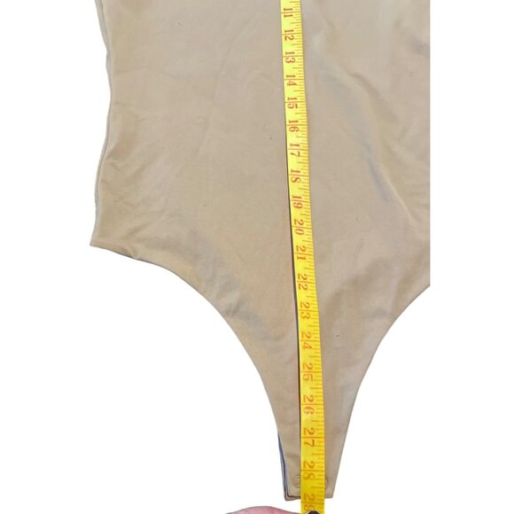 Nuuds Long Sleeve Beige Bodysuit M Nylon/Spandex Stretch Snap Closure - Picture 4 of 5